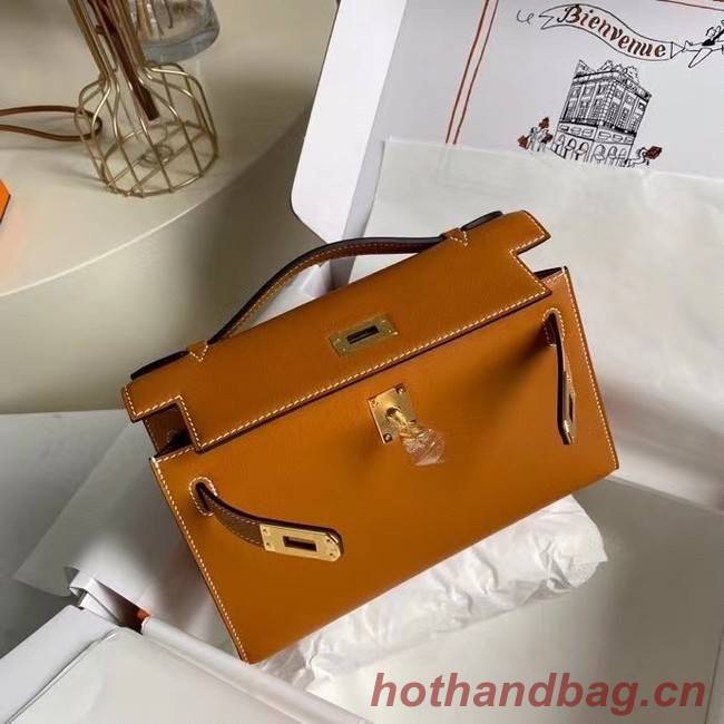 Hermes Original swift Leather KEL2278 brown&gold-Tone Metal