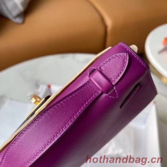 Hermes Original swift Leather KEL2278 purple&gold-Tone Metal