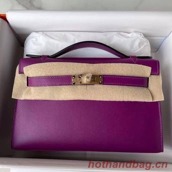 Hermes Original swift Leather KEL2278 purple&gold-Tone Metal