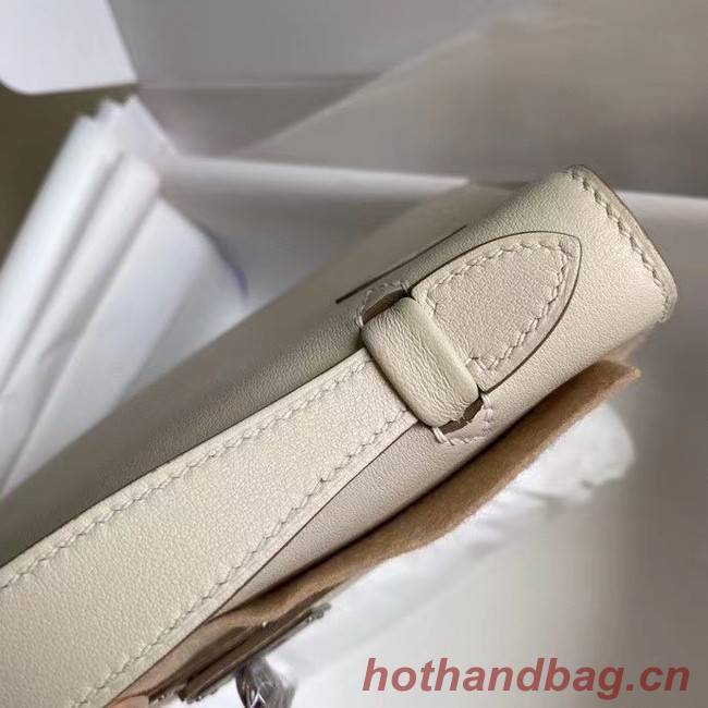 Hermes Original swift Leather KEL2278 white&Silver-Tone Metal