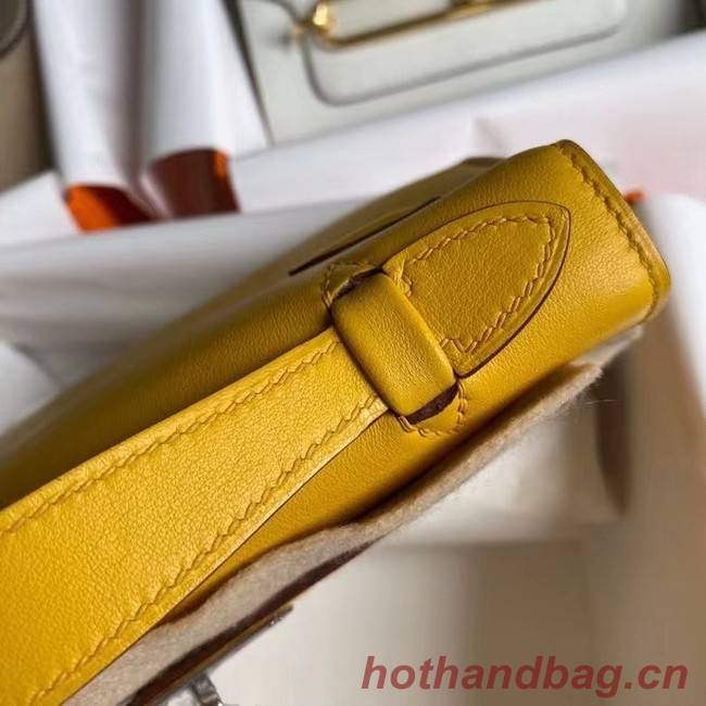 Hermes Original swift Leather KEL2278 yellow&Silver-Tone Metal