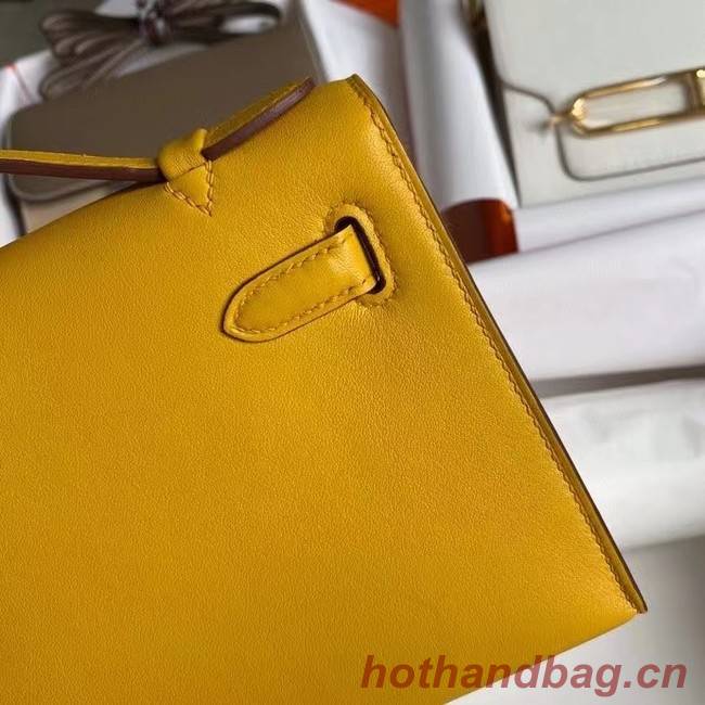 Hermes Original swift Leather KEL2278 yellow&Silver-Tone Metal