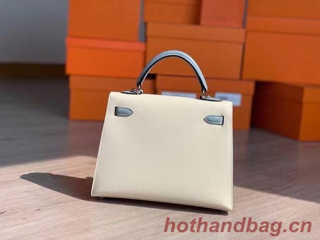 Hermes Original Epsom Leather KEL2578 cream&sky blue