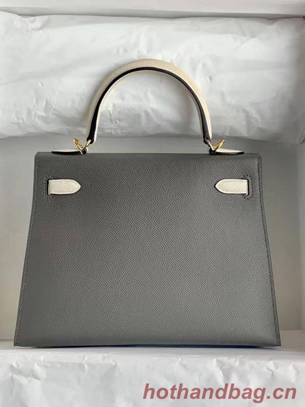 Hermes Original Epsom Leather KEL2578 dark grey&cream