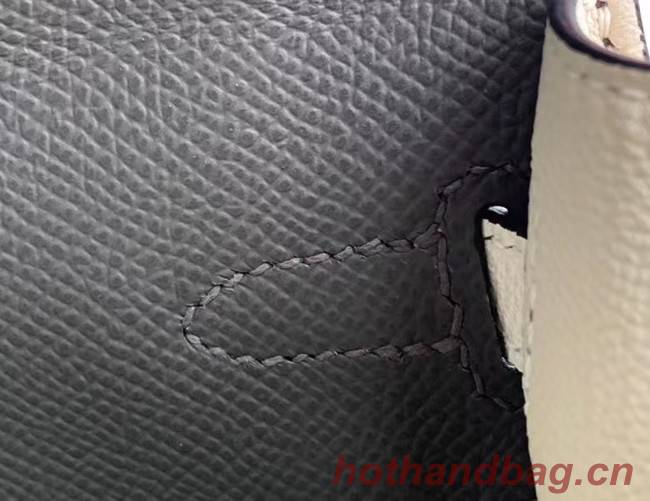 Hermes Original Epsom Leather KEL2578 dark grey&cream