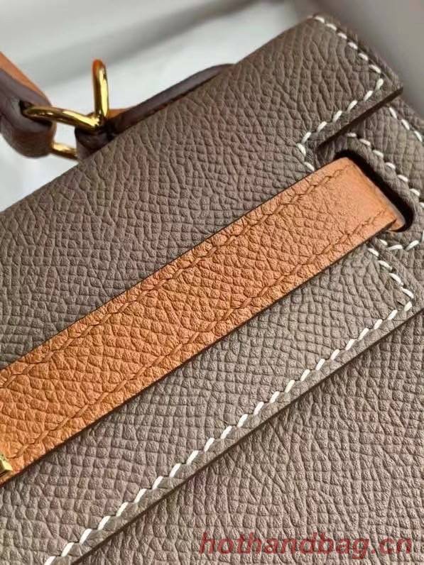 Hermes Original Epsom Leather KEL2578 grey&brown