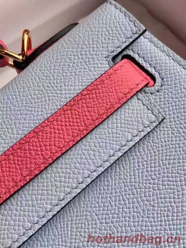 Hermes Original Epsom Leather KEL2578 skyblue&pink