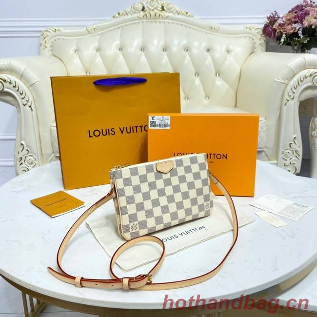 Louis vuitton Damier Azur Canvas DOUBLE ZIP POCHETTE M80084