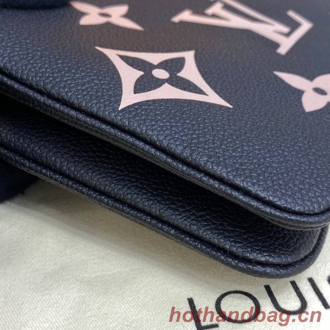 Louis vuitton Monogram Empreinte DOUBLE ZIP POCHETTE M80084 Black&Beige