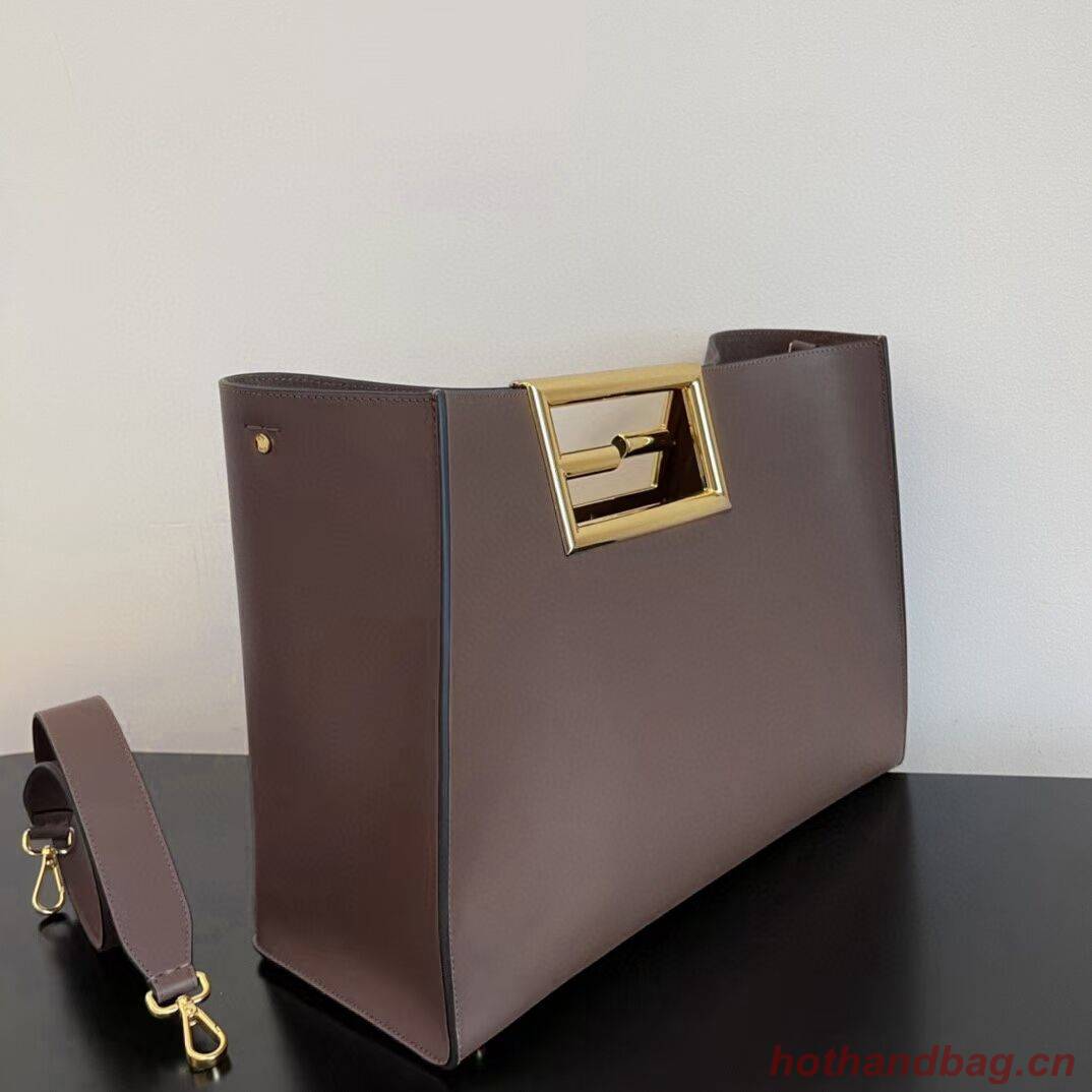 FENDI WAY MEDIUM leather bag 8BH391AAI Dark brown