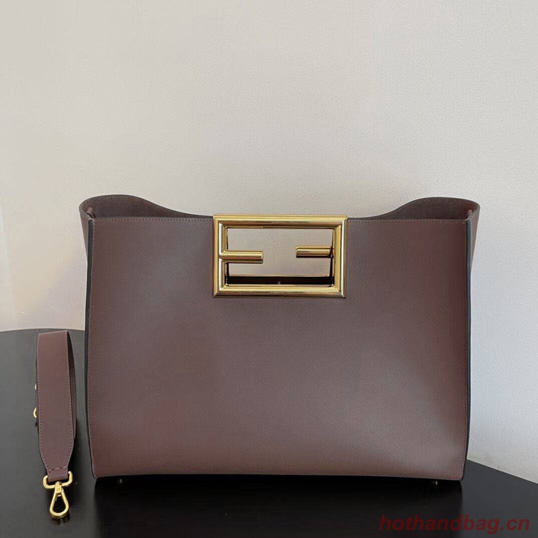 FENDI WAY MEDIUM leather bag 8BH391AAI Dark brown