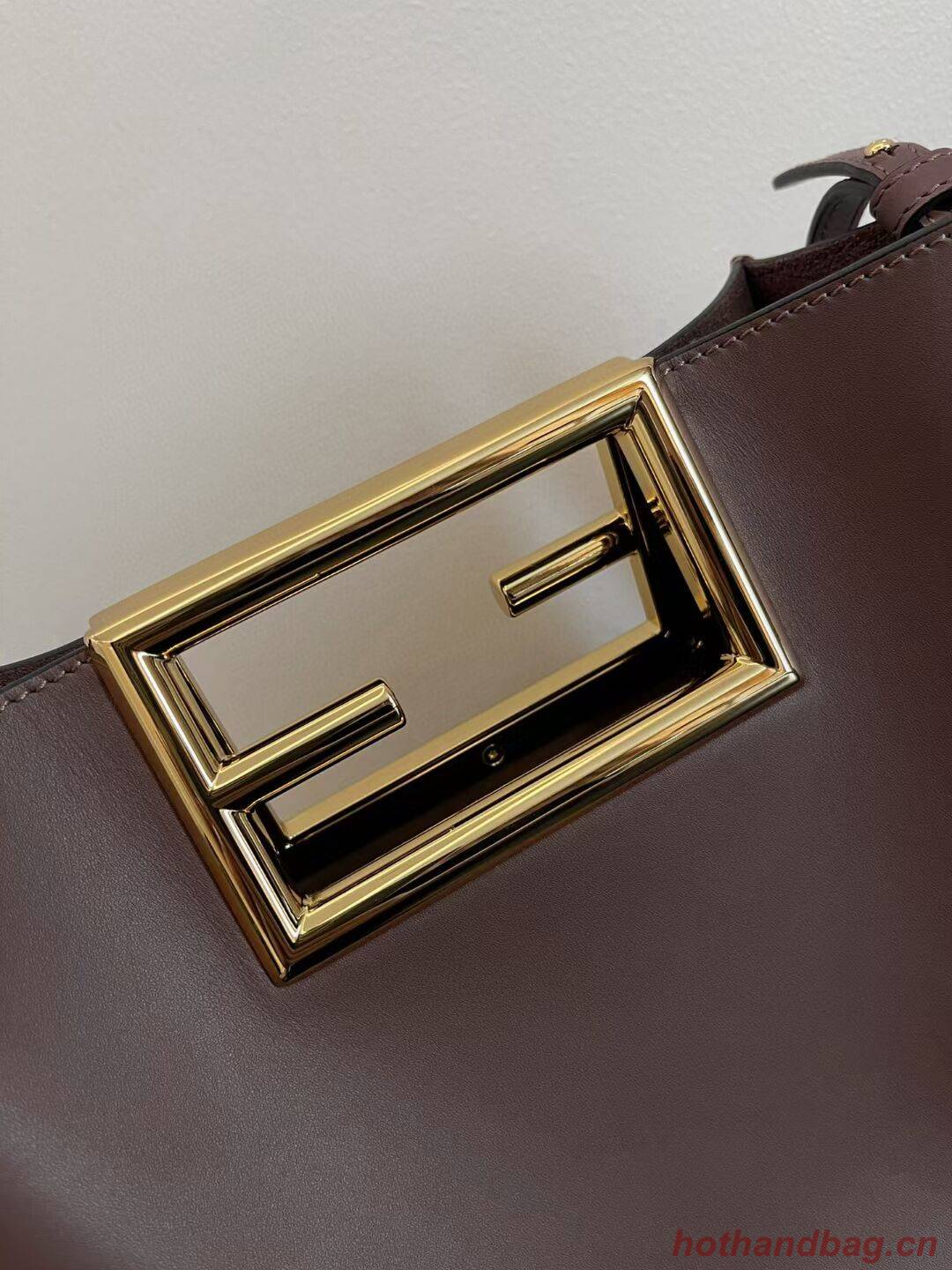 FENDI WAY small leather bag 5FB6846 Dark brown