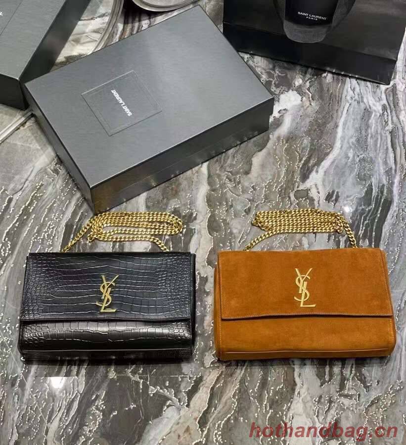 Yves Saint Laurent KATE MEDIUM REVERSIBLE IN SUEDE AND CROCODILE-EMBOSSED LEATHER 55380424