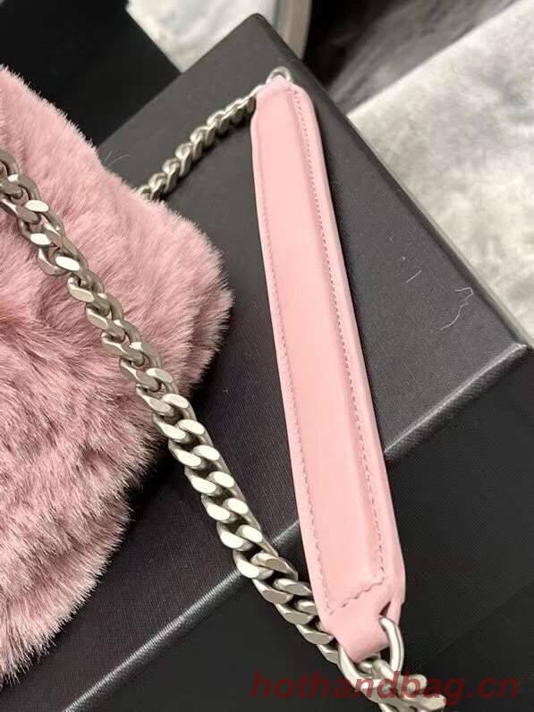 Yves Saint Laurent PUFFER BAG IN MERINO SHEARLING AND LAMBSKIN Y597476 LILAC