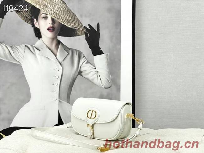 MEDIUM DIOR BOBBY BAG Warm Taupe Box Calfskin M9327 white