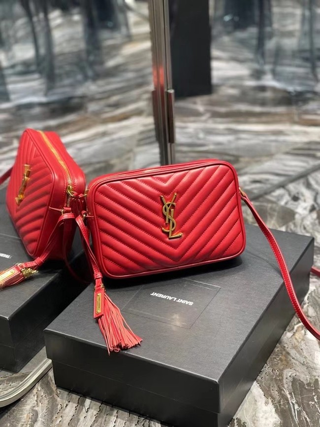 Yves Saint Laurent LOU CAMERA BAG IN QUILTED LEATHER 81000 ROUGE OPYUM