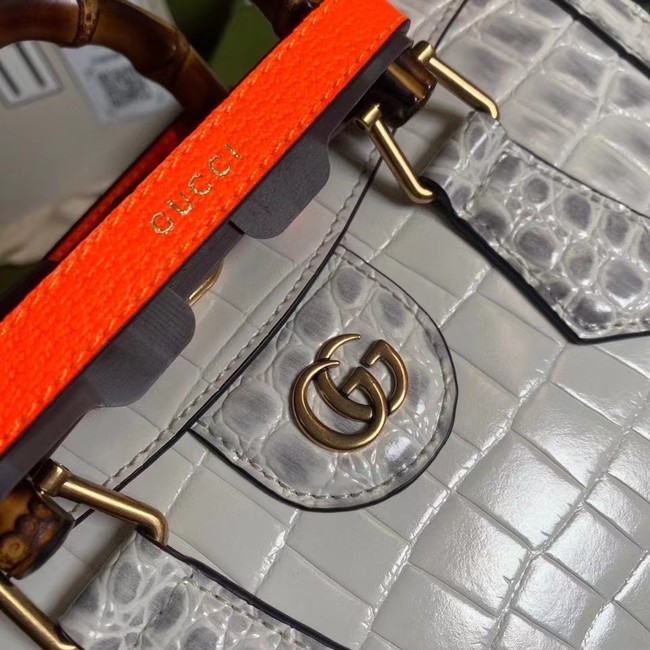 Gucci Diana small crocodile tote bag 660195 white