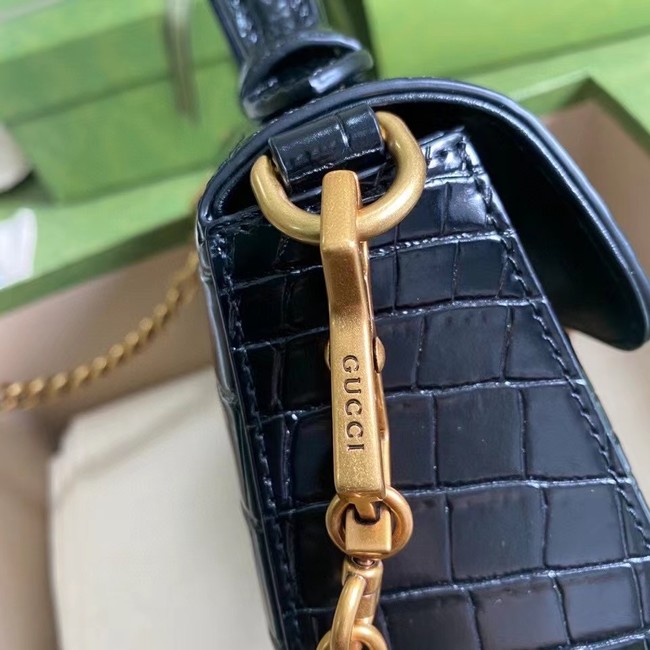 Gucci GG Marmont crocodile mini top handle bag 547260 black