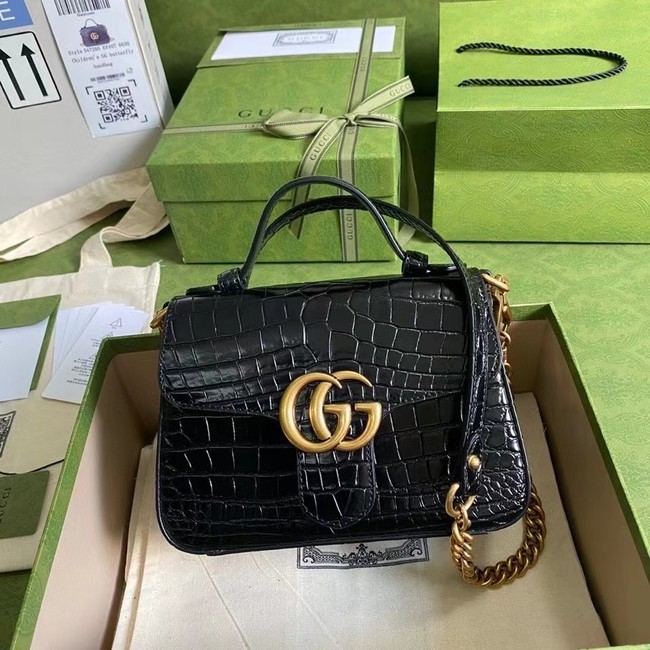 Gucci GG Marmont crocodile mini top handle bag 547260 black