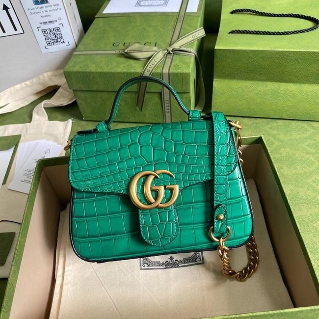 Gucci GG Marmont crocodile mini top handle bag 547260 green