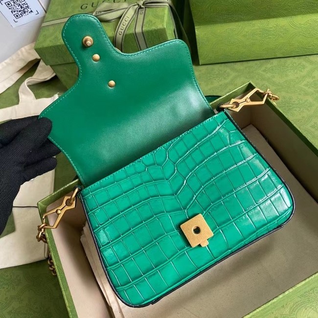 Gucci GG Marmont crocodile mini top handle bag 547260 green