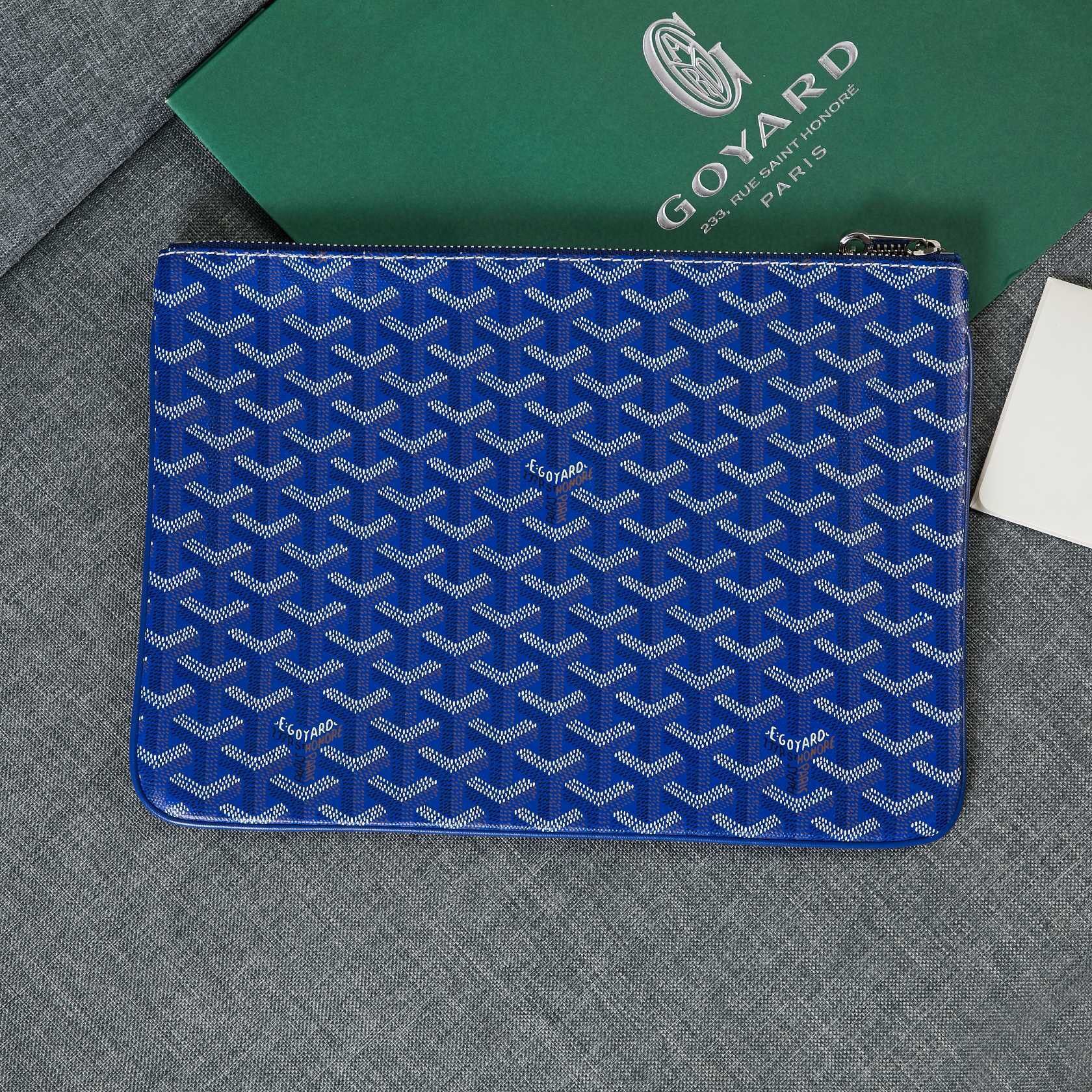 Goyard Y Doodling Calfskin Leather Clutch bag 5987 Blue