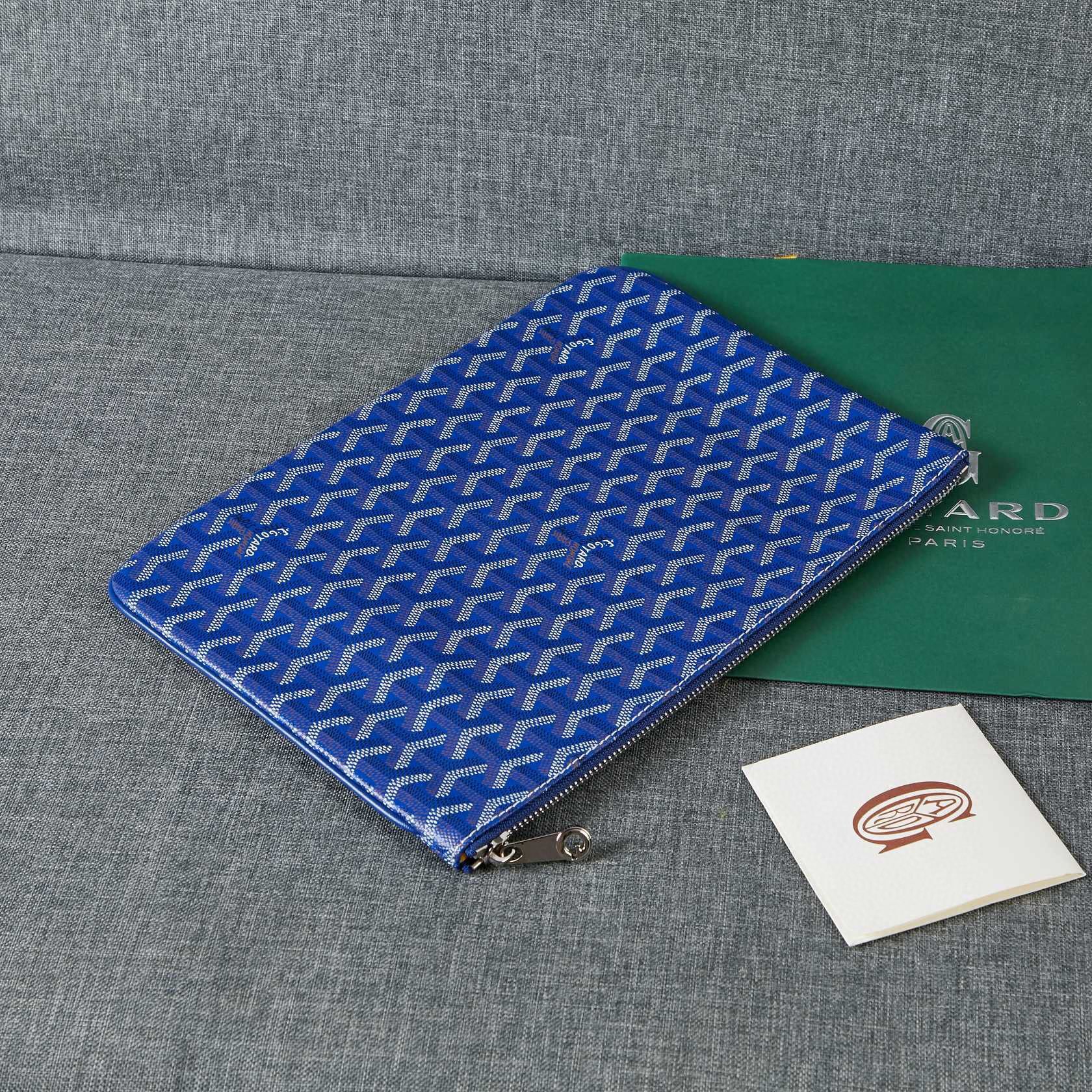 Goyard Y Doodling Calfskin Leather Clutch bag 5987 Blue