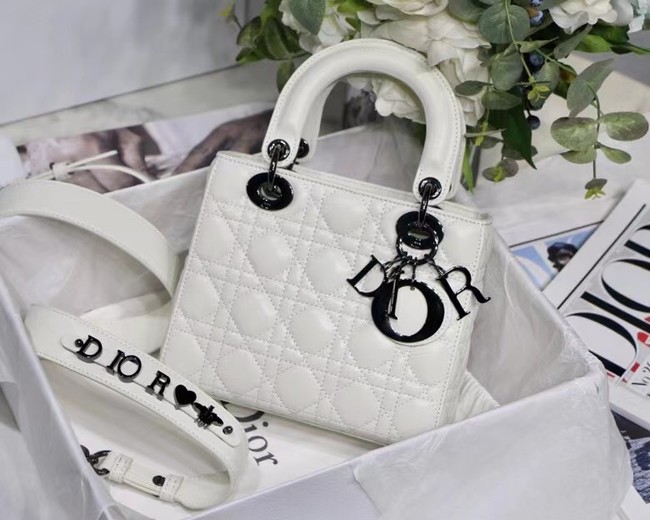 LADY DIOR MY ABCDIOR BAG Cannage Lambskin M0538I white Black-Tone