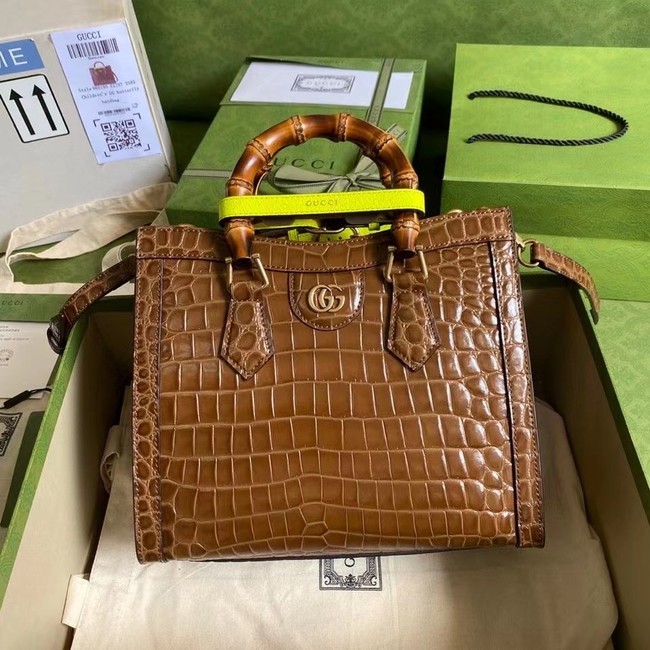 Gucci Diana small crocodile tote bag 660195 Brown