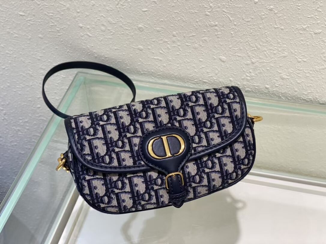 MEDIUM DIOR BOBBY BAG Warm Taupe Box Embroidery M9327 dark blue