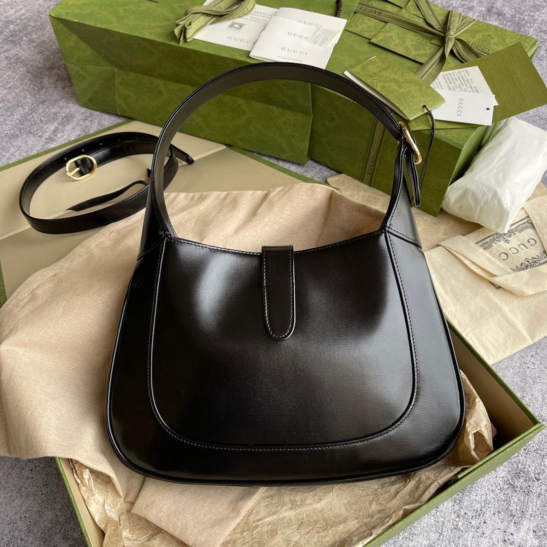 Gucci Vintage Jackie 1961 Original Leather Hobo Bag 636709 Black