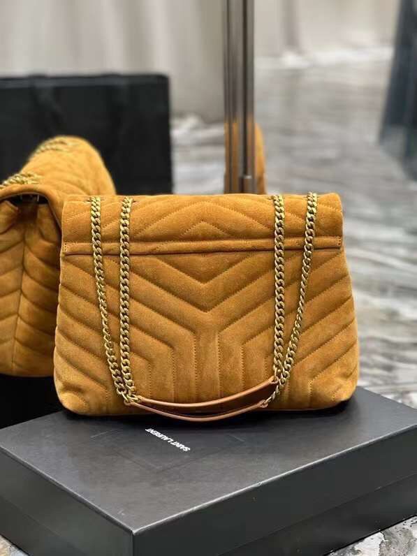 Yves Saint Laurent LOULOU large BAG IN Y-QUILTED SUEDE Y787216 CINNAMON