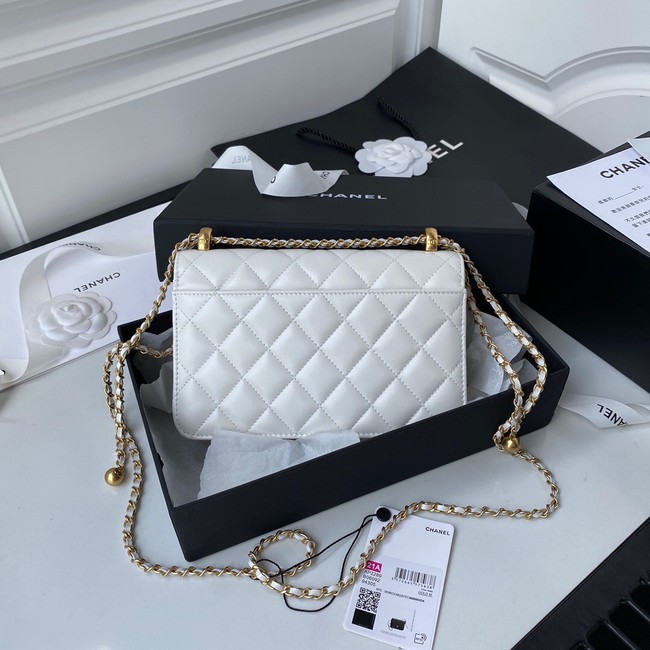 CHANEL Lambskin Flap Shoulder Bag AP2289 white