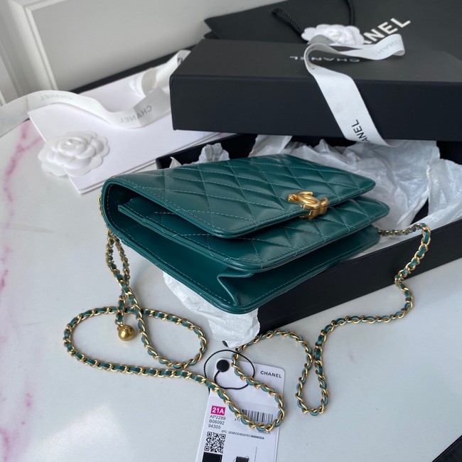 CHANEL Lambskin Flap Shoulder Bag AP2289 green