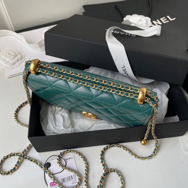 CHANEL Lambskin Flap Shoulder Bag AP2289 green