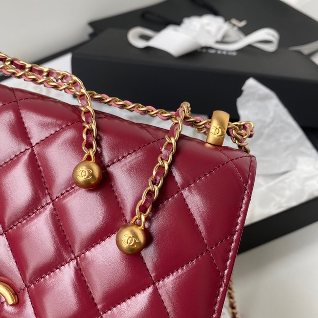 CHANEL Lambskin Flap Shoulder Bag AP2289 red