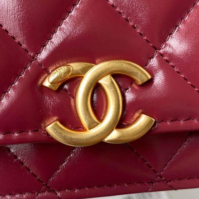 CHANEL Lambskin Flap Shoulder Bag AP2289 red