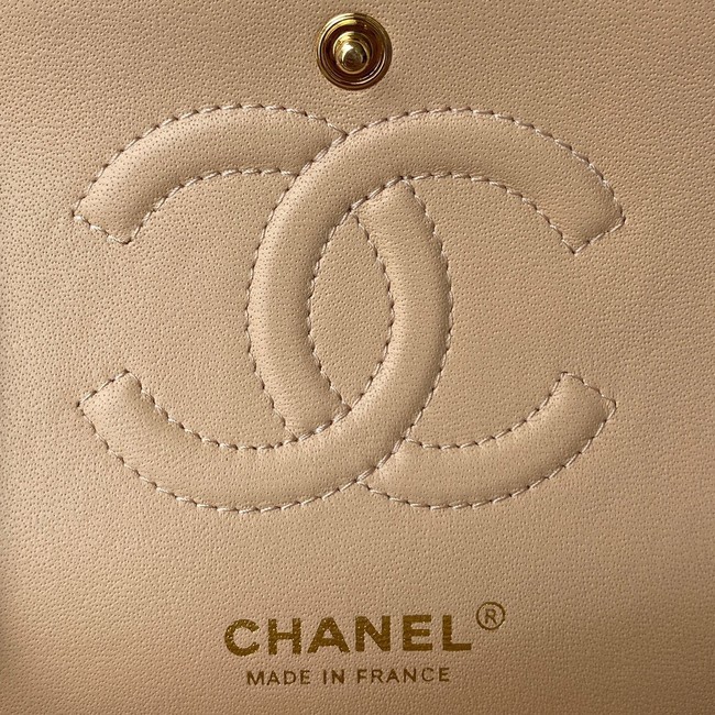 Chanel Flap Shoulder Bag Grained Calfskin A01112 gold-Tone Metal Apricot