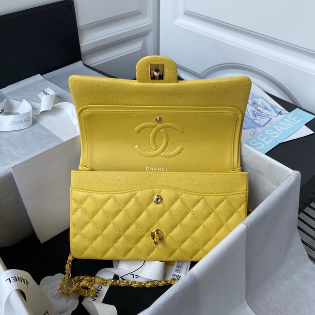 Chanel Flap Shoulder Bag Grained Calfskin A01112 gold-Tone Metal yellow