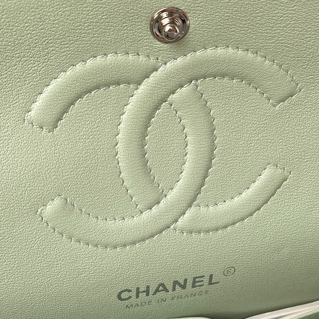 Chanel Flap Shoulder Bag Grained Calfskin A01112 silver-Tone Metal green