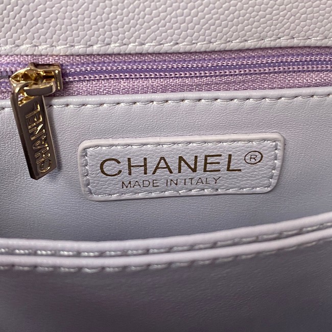 Chanel flap bag with top handle Grained Calfskin  gold-Tone Metal A92990 light purple