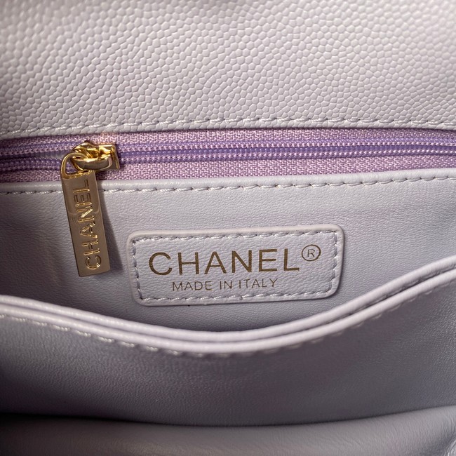 Chanel flap bag with top handle Grained Calfskin gold-Tone Metal AS2215 light purple