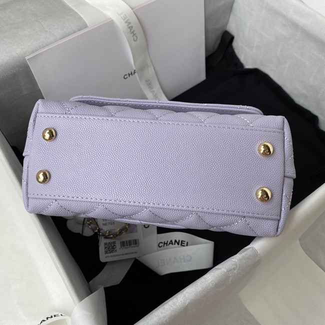 Chanel flap bag with top handle Grained Calfskin gold-Tone Metal AS2215 light purple