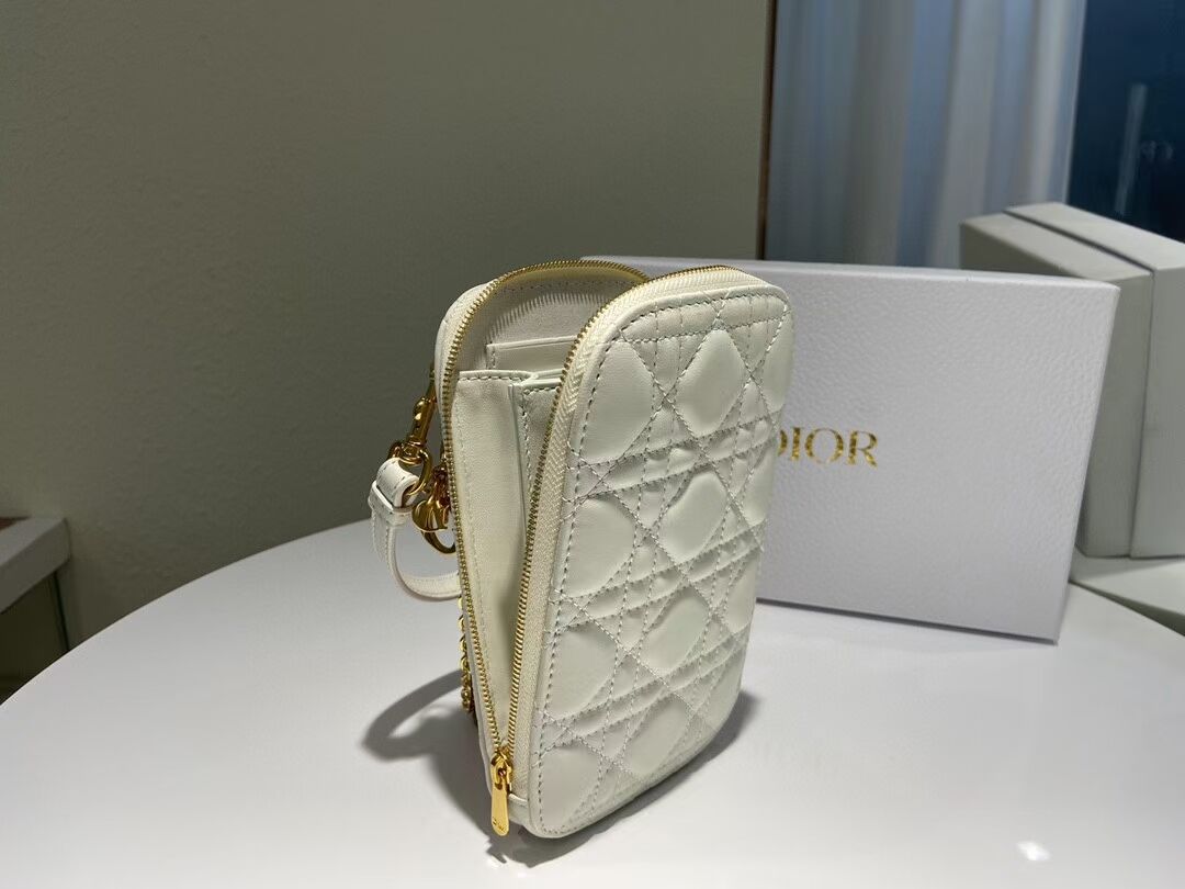 DIOR MINI BOBBY BAG Gradient Cannage Lambskin C0955 white