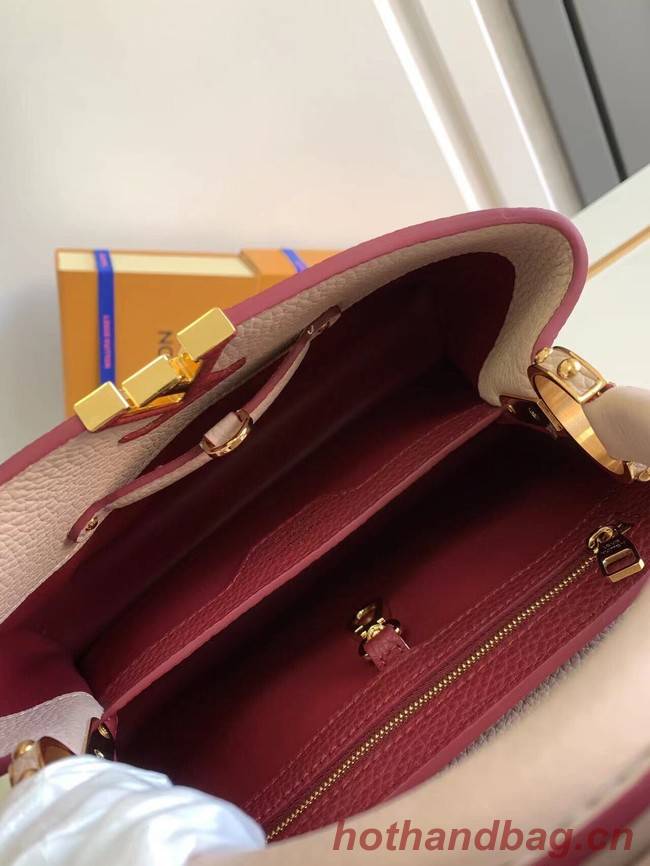 Louis Vuitton CAPUCINES BB M59266 Eggshell&Lie de Vin Red