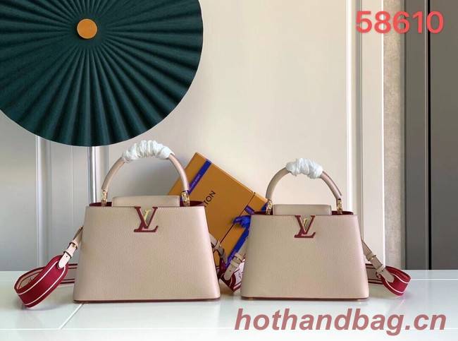 Louis Vuitton CAPUCINES BB M59266 Eggshell&Lie de Vin Red