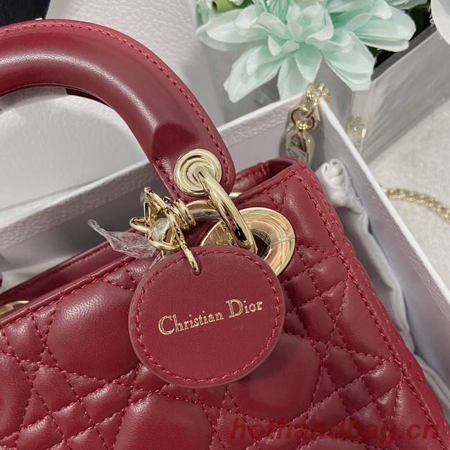 MINI LADY DIOR BAG Lambskin M0566OW Wine&gold