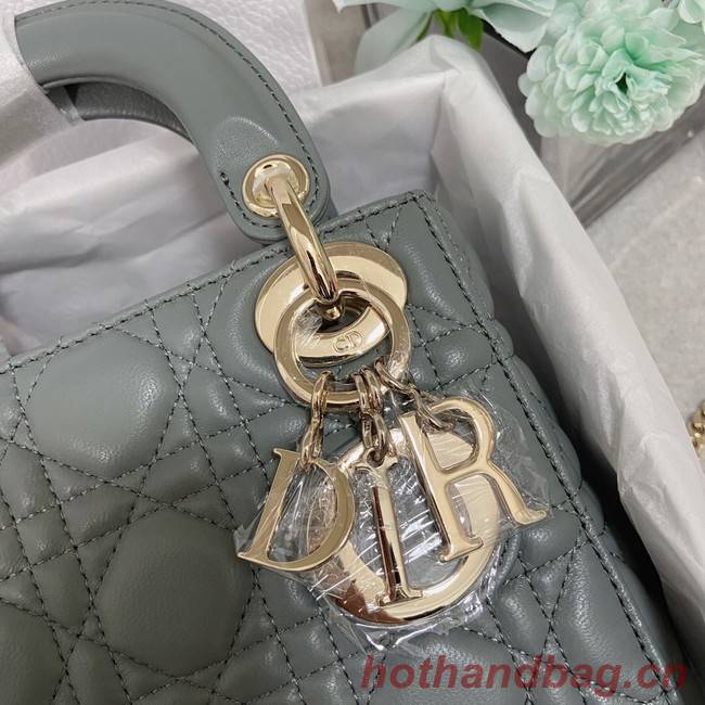 MINI LADY DIOR BAG Lambskin M0566OW gray&gold