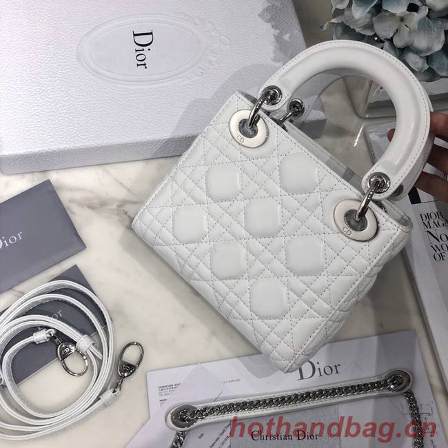 MINI LADY DIOR BAG Lambskin M0566OW white&silver