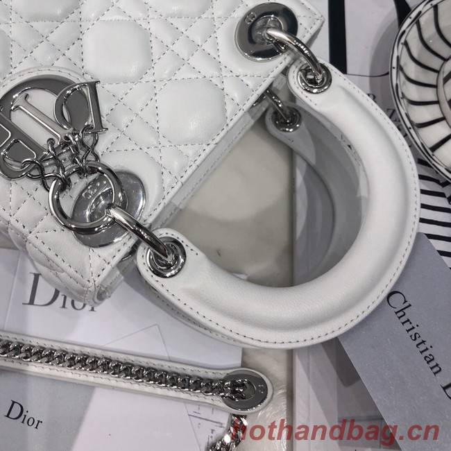 MINI LADY DIOR BAG Lambskin M0566OW white&silver